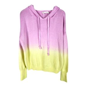 Revolve One Grey Day ombre hooded cotton silk yellow pink knit sweater Sz M NEW